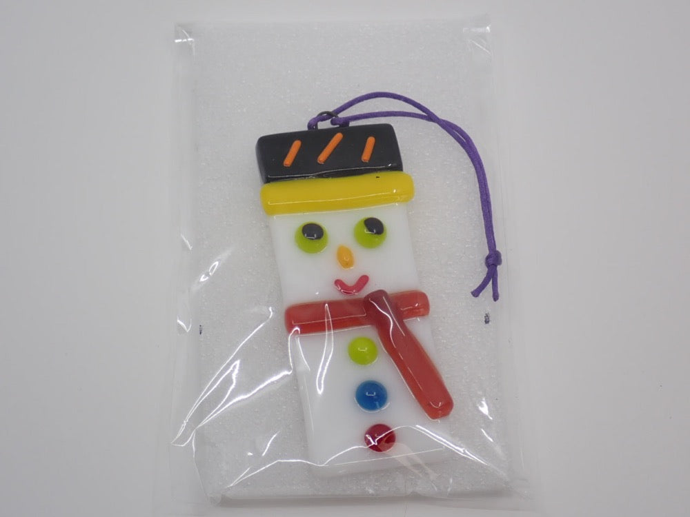 Ornament, Glass, Rectangle Snowman (+ Options)