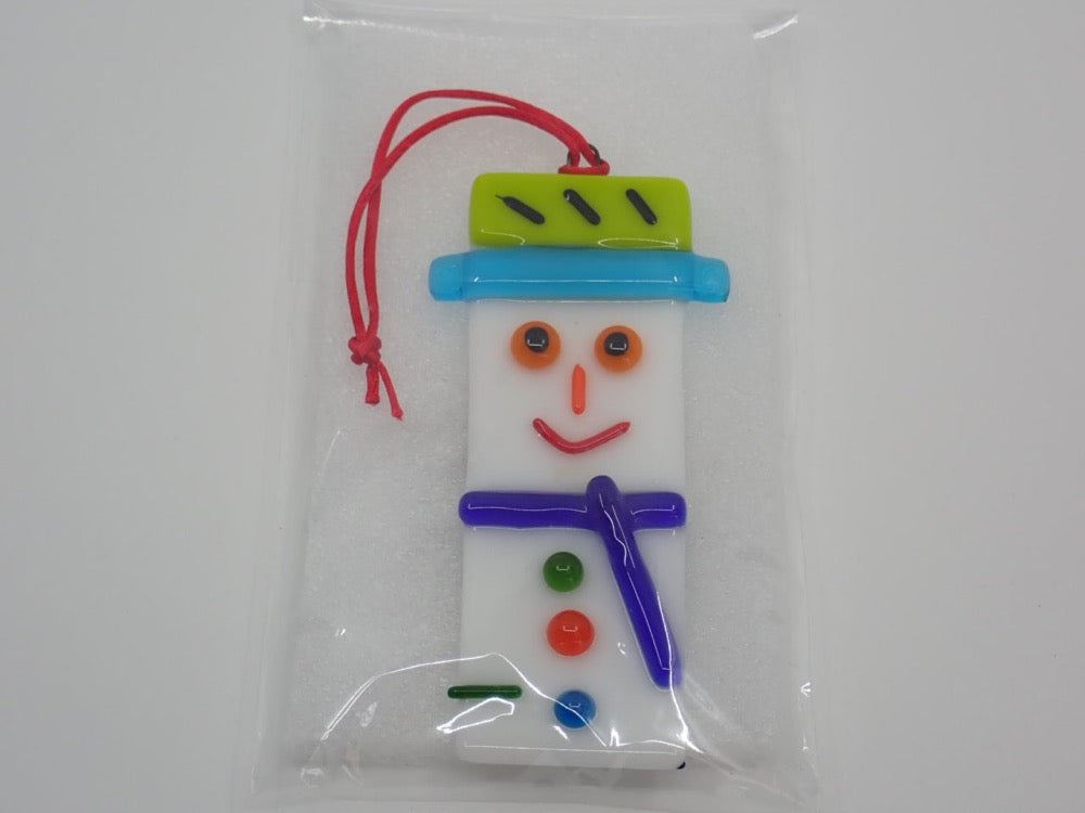 Ornament, Glass, Rectangle Snowman (+ Options)