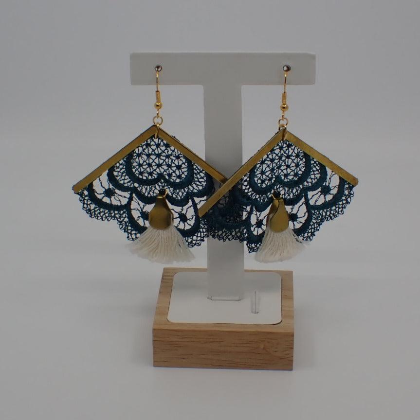 Earrings, Andes, Hand Dyed Lace, Brass (+ Options)