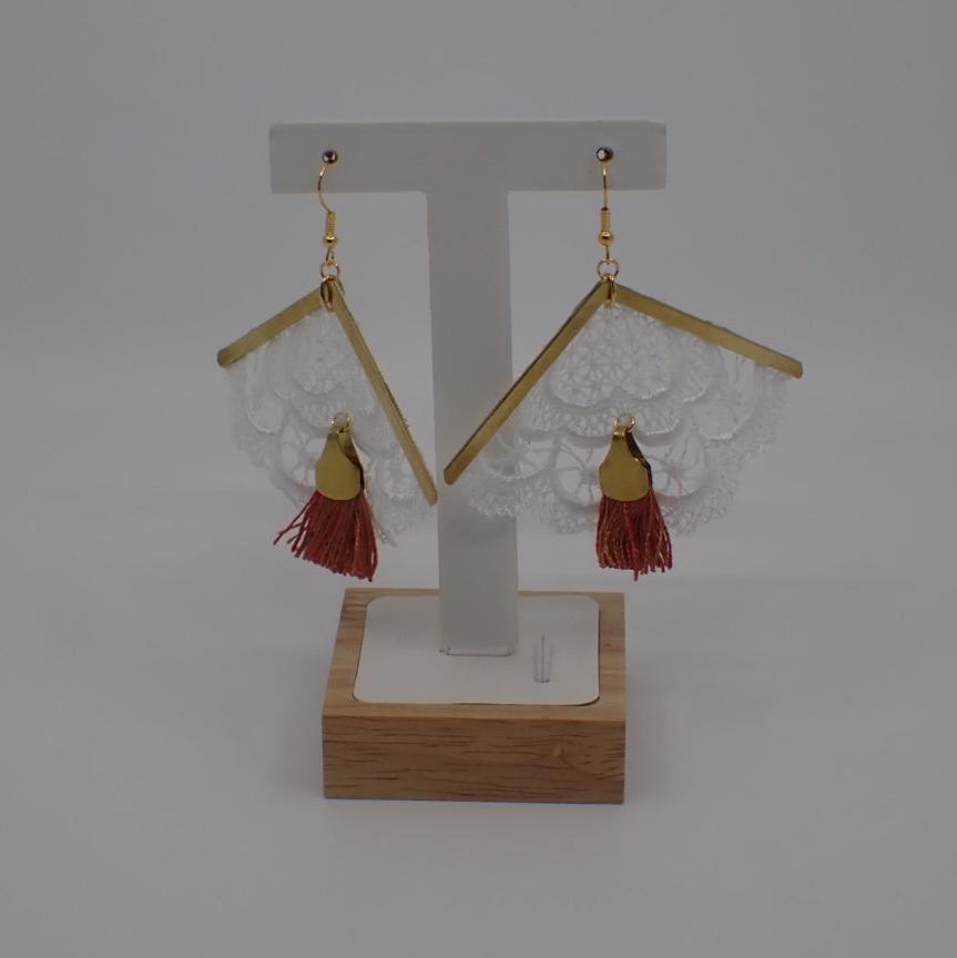 Earrings, Andes, Hand Dyed Lace, Brass (+ Options)