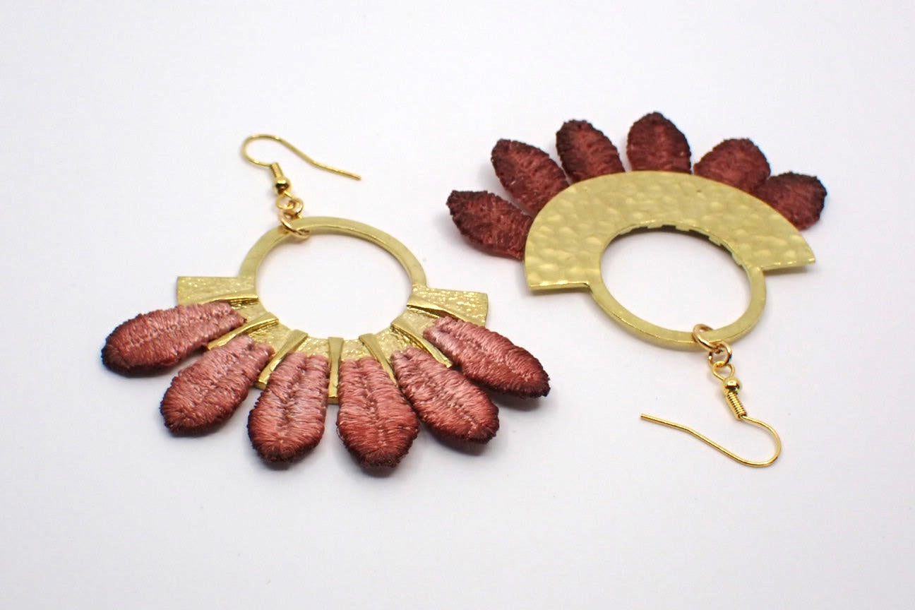 Earrings, Mojave, Hand Dyed Lace, Brass (+ Options)