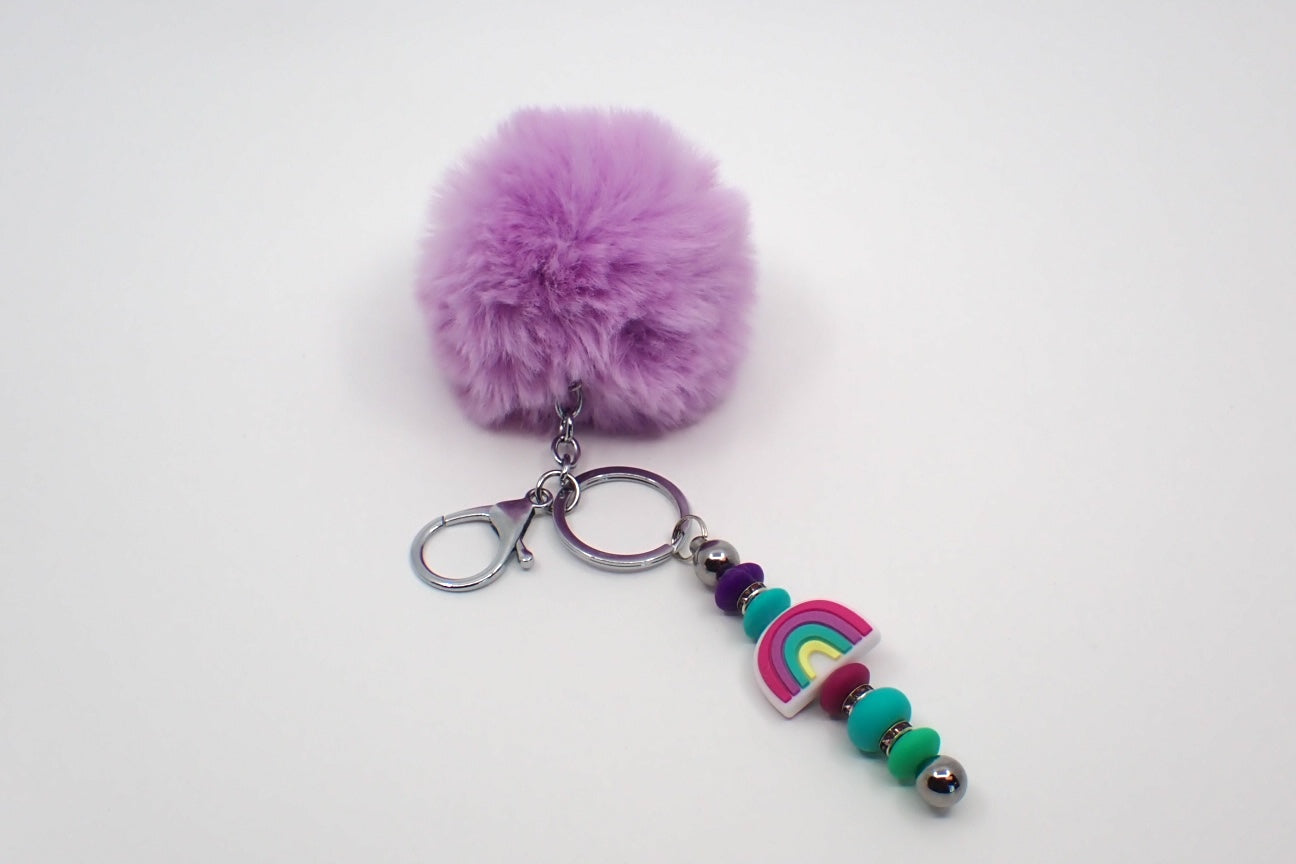 Keychain, Rainbows, Beads and Pompoms, Children (+ Options)