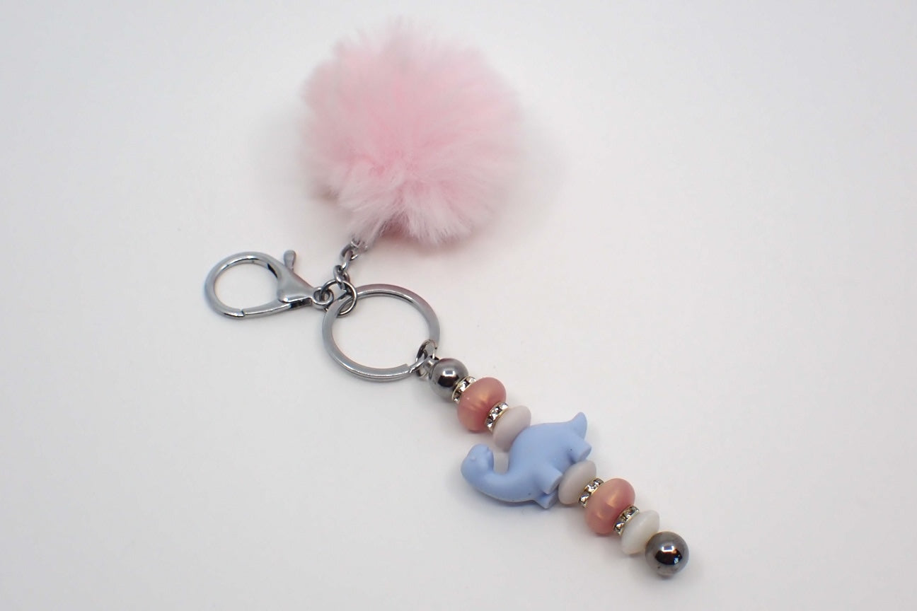 Keychain, Dinosaur, Beads and Pompoms, Children (+ Options)