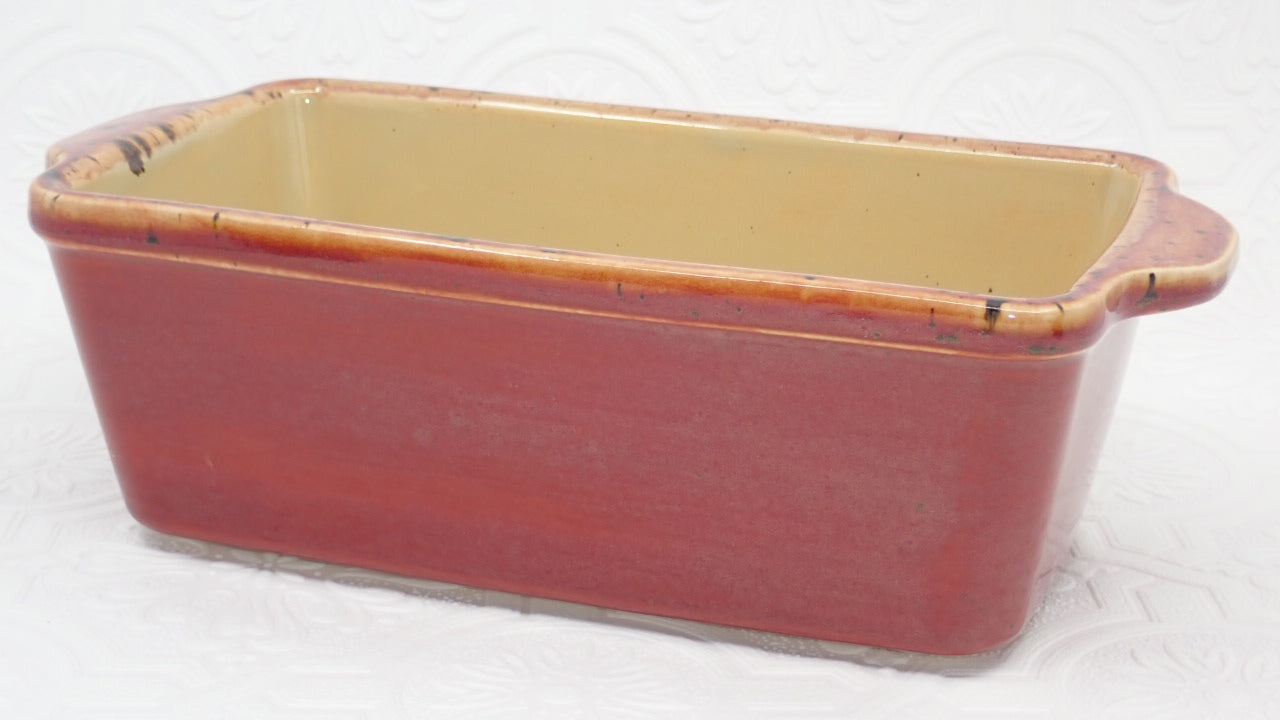 Loaf Pan, Ceramic Dish, Stoneware, Red and Cream