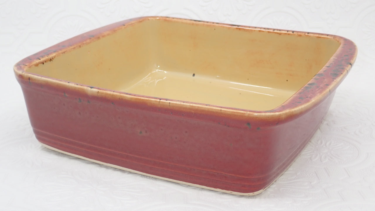 Baking Dish, Casserole Dish, Ceramic Dish, Red and Cream