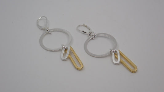 Earrings, Loretta, Sterling Silver, Gold Vermeil, Pewter