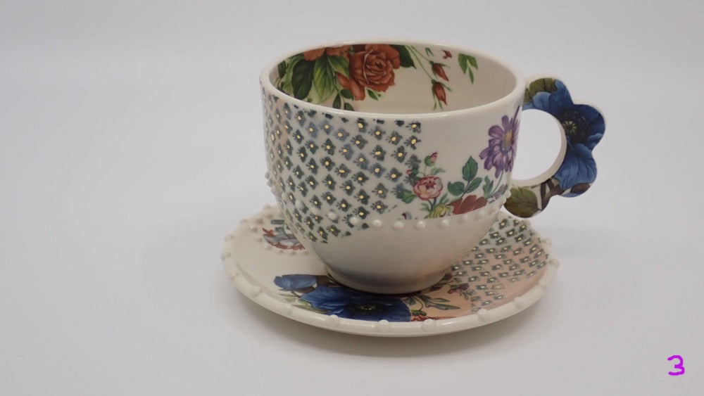 Tea Cup & Saucer, Roccoco Bling Bling, Porcelain (+ Options)