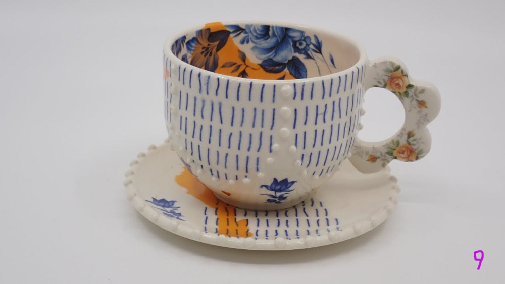 Tea Cup & Saucer, Roccoco Bling Bling, Porcelain (+ Options)