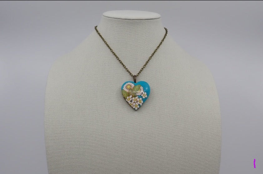 Locket, Heart, Large, Polymer Clay, Brass, Picture Insert (+ Options)