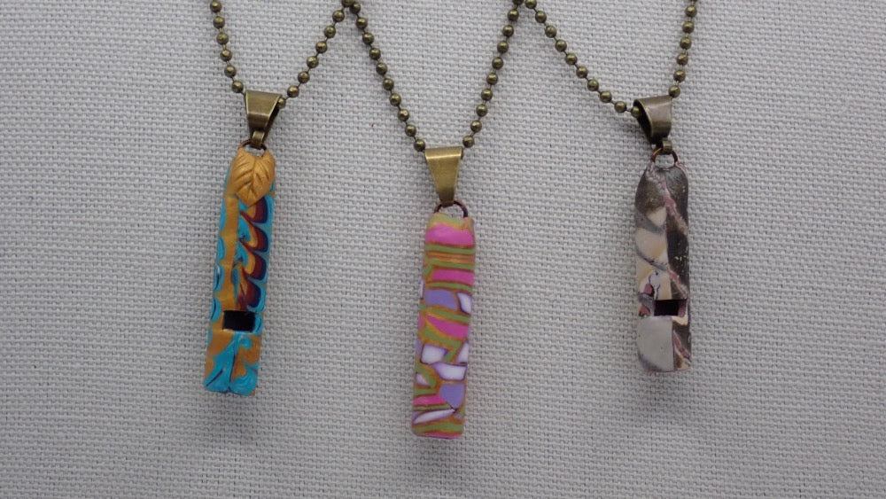 Whistles, Smooth, Polymer Clay, Necklace, Pendant (+ Options)