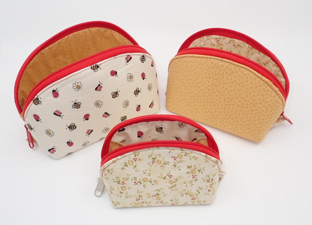 Cosmetic Bag, 3 Nesting Bags, Cotton