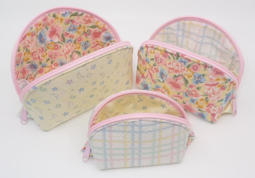 Cosmetic Bag, 3 Nesting Bags, Cotton