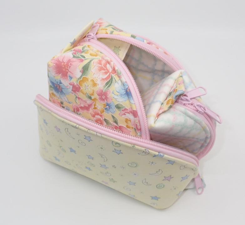 Cosmetic Bag, 3 Nesting Bags, Cotton