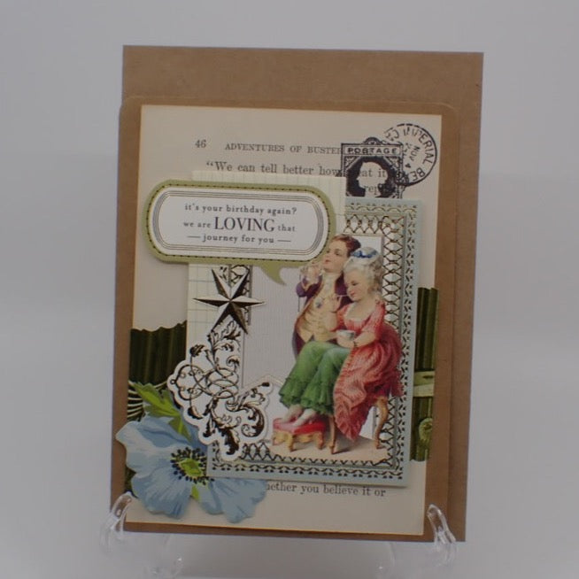 Birthday Card, Victorian Inspired, Humorous Birthday, Man & Woman, "It's your birthday again?", Paper Craft