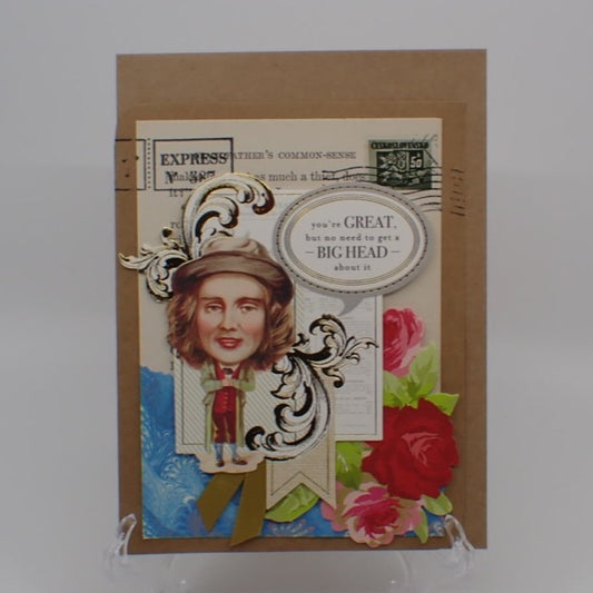Birthday Card, Victorian Inspired, Humorous Birthday, Young Man, "You're Great but...", Paper Craft