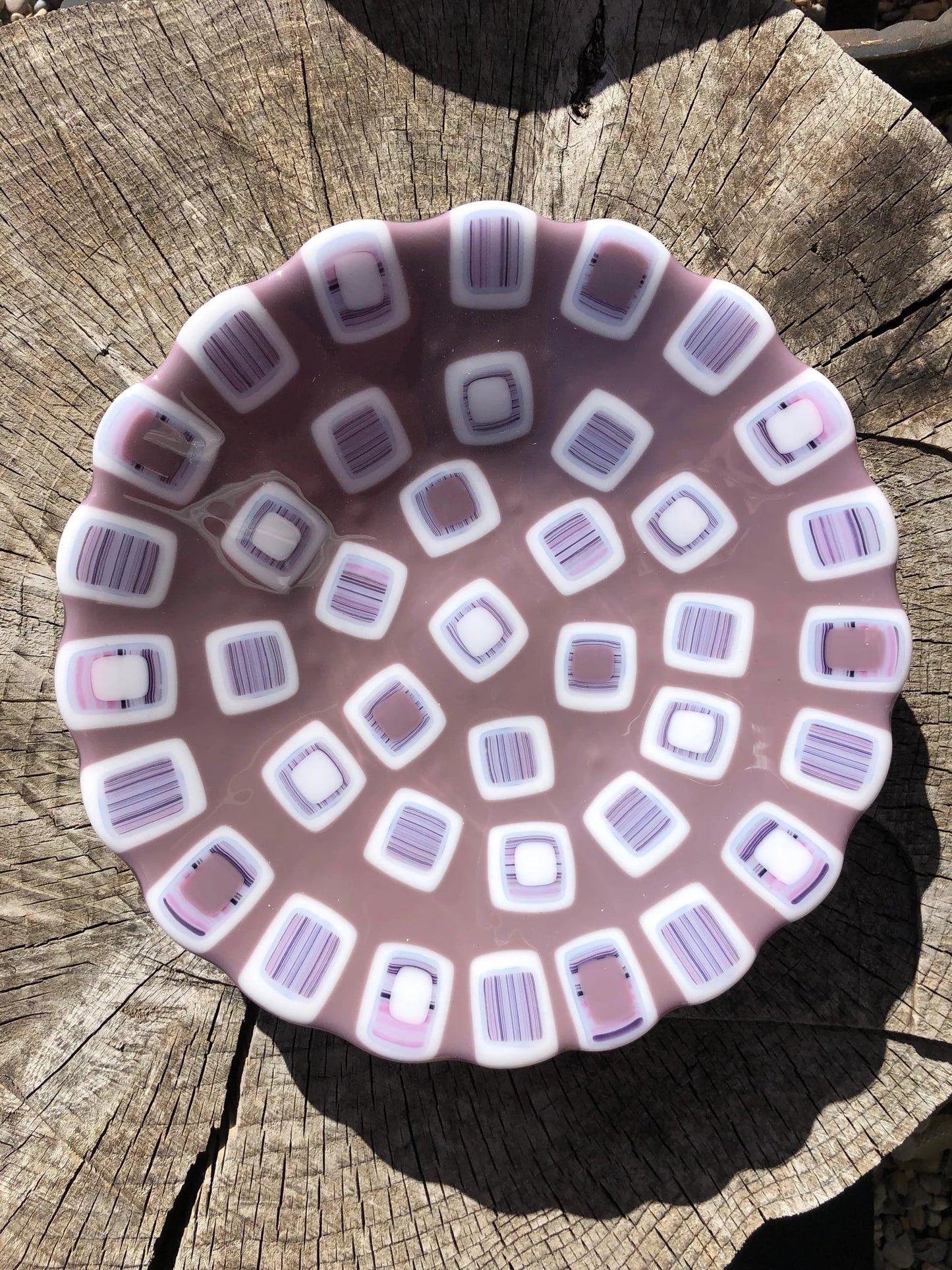 Bowl, Fused Glass, Retro Purple