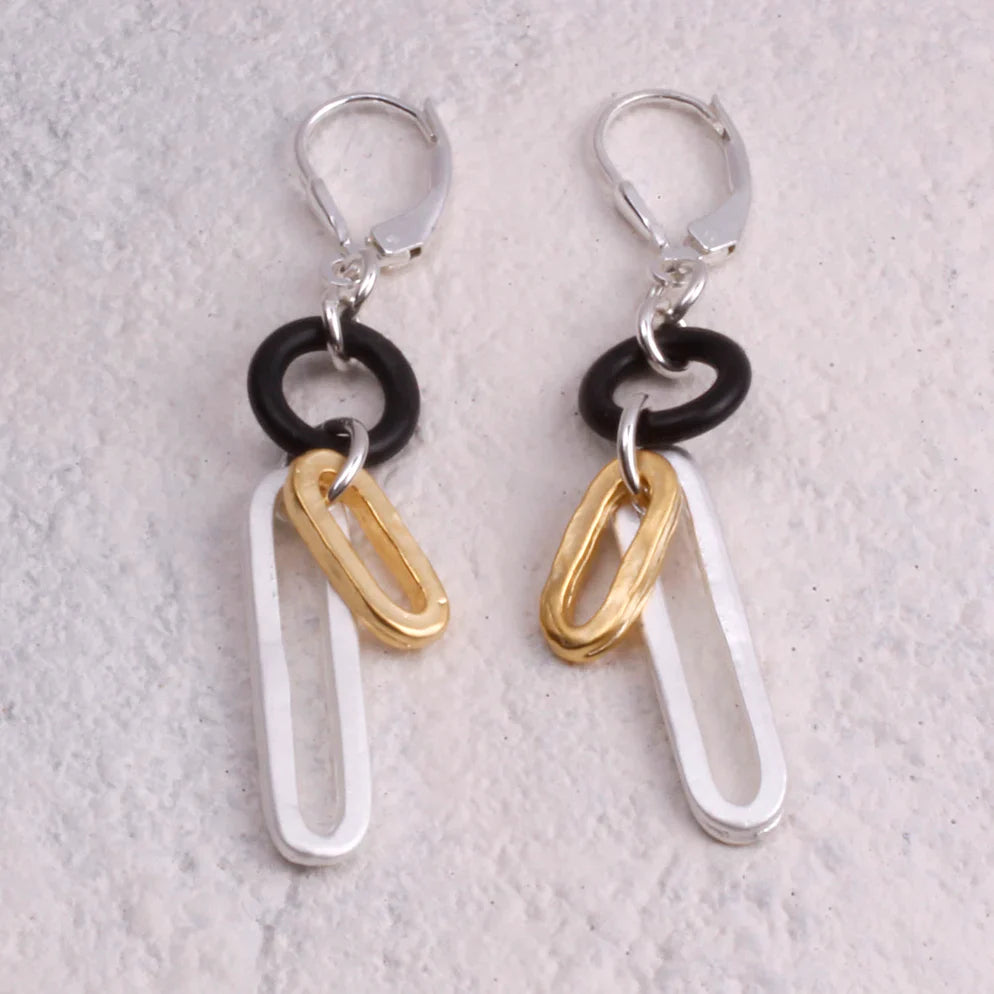 Earrings, Riley, Sterling Silver, Gold Vermeil, Pewter, Silicone