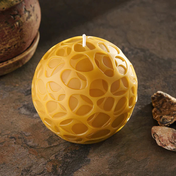 Candle, Round, 100% Pure Beeswax, Pebbles