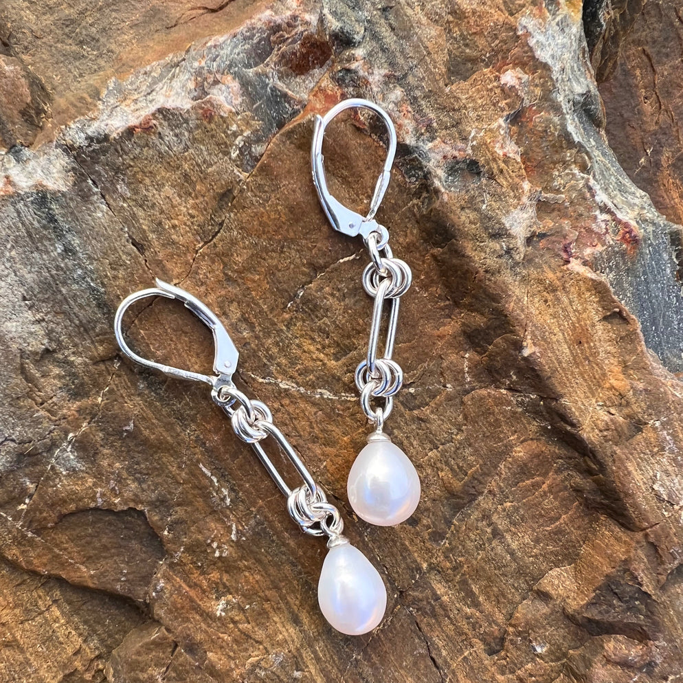 Earrings, Shawna, Sterling Silver, Fresh Water Pearls