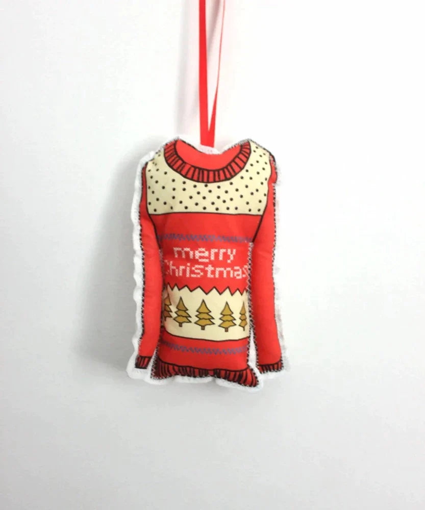 Ornament, Christmas Sweater, Red, Tree Decoration, Printed Fabric