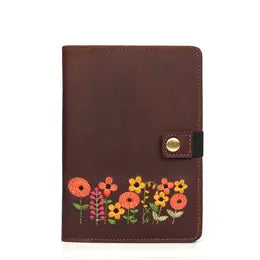 Journal, Leather, Travel, Spring, Embroidered