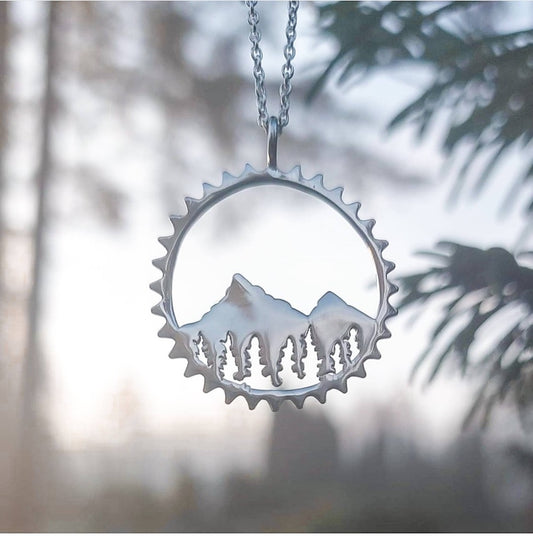 Necklace, Amore Mountain, Spiked Ring Pendant, Nature Inspired (+ Options)