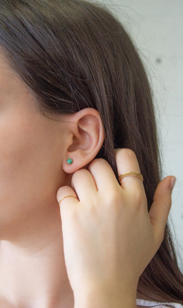 Earrings, Studs, Turquoise, Gold Filled