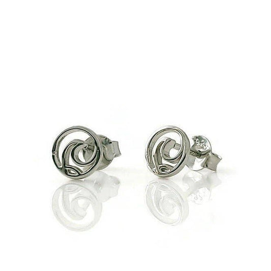 Earrings, Stud, Tofino Little Circle Surf Wave, Sterling Silver