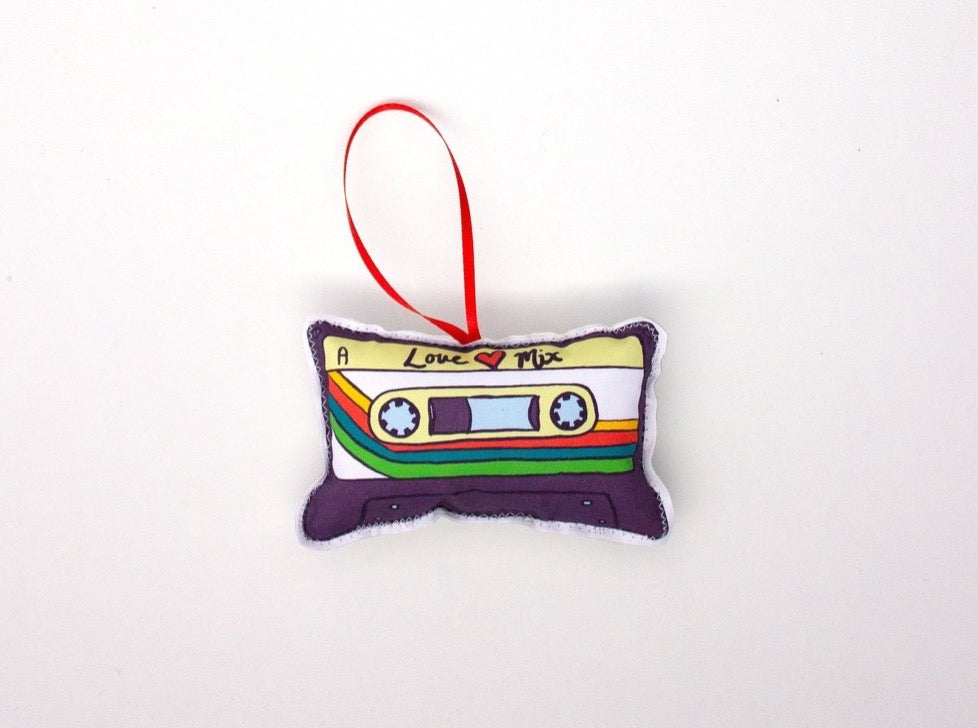 Ornament, Cassette Tape, Tree Decoration, Printed Fabric (+ Options)