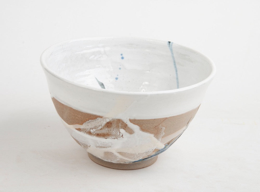 Ramen Bowl, Ceramic, Blue and Sand, Large