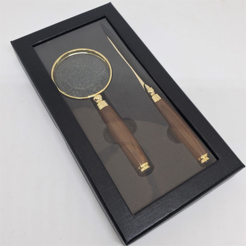 Magnifying Glass & Letter Opener, 10x Magnification, Gift set