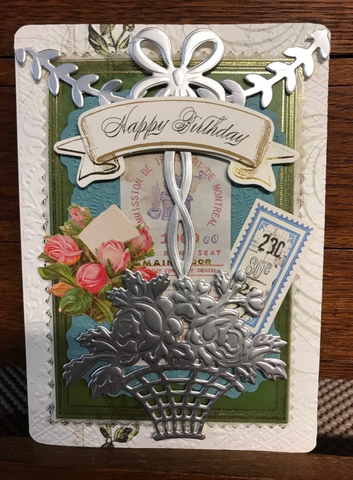 Greeting Cards, Antique Victorian Inspired, Flower Basket, Paper Craft