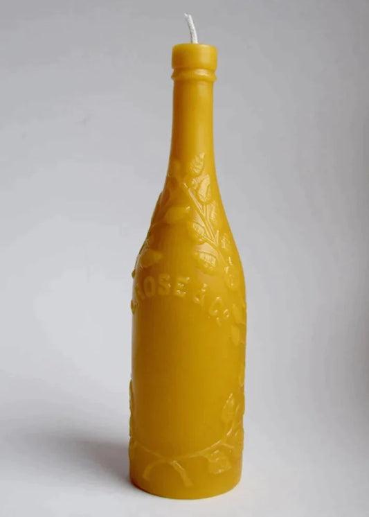 Candle, Burnable Bottle, L. Rose Antique Lime Juice Bottle, Beeswax