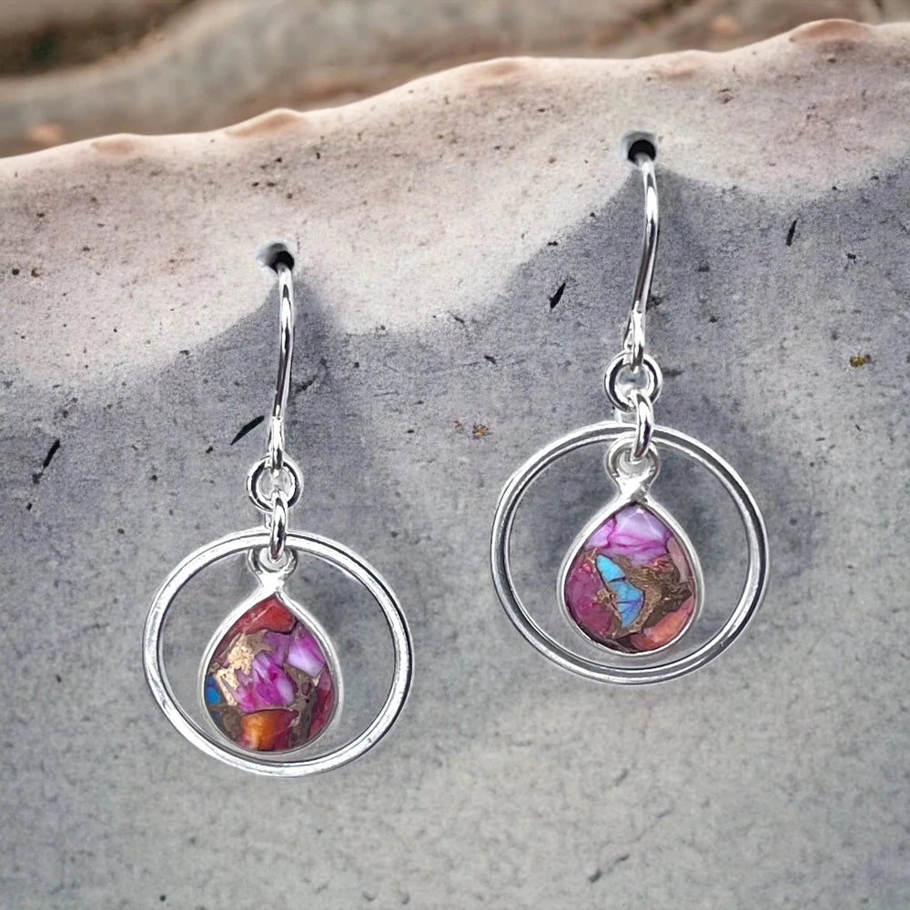 Earrings, Joyce, Sterling Silver, Semi-Precious Gemstones