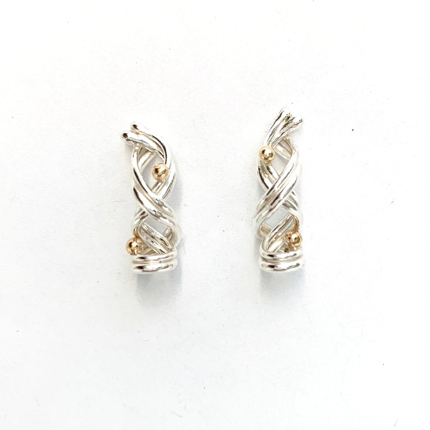 Earrings, Everyday Journey, Studs, Sterling Silver, 14k Gold