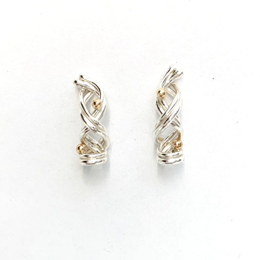 Earrings, Everyday Journey, Studs, Sterling Silver, 14k Gold