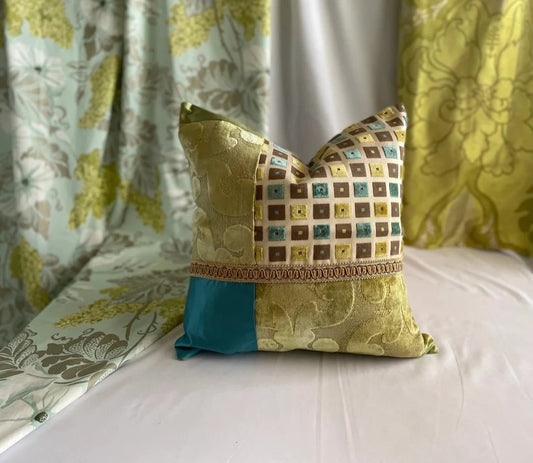 Pillows, Bohemian Style, Aqua and Lemongrass
