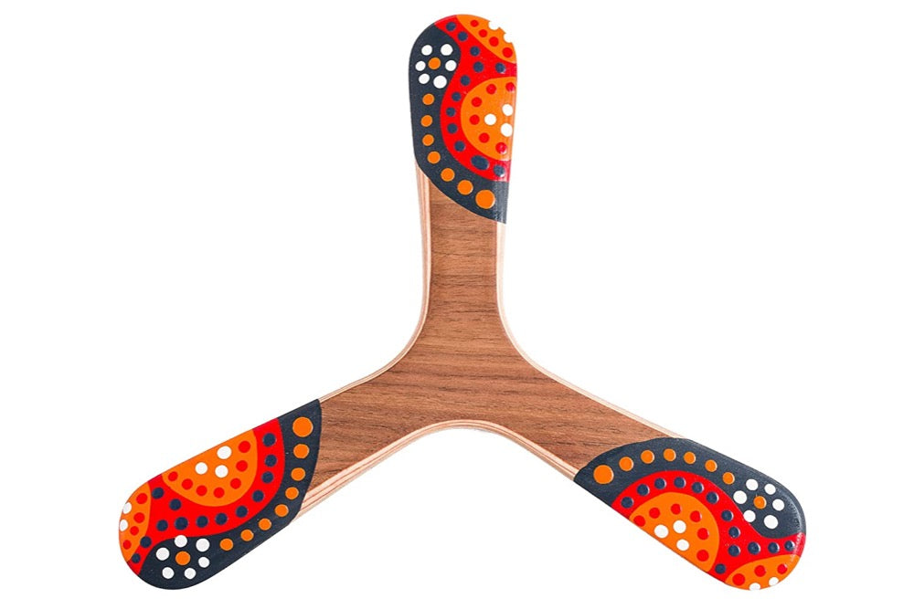Boomerang, Warukay, Left Handed, Hand painted, 3 Sided, Beginners
